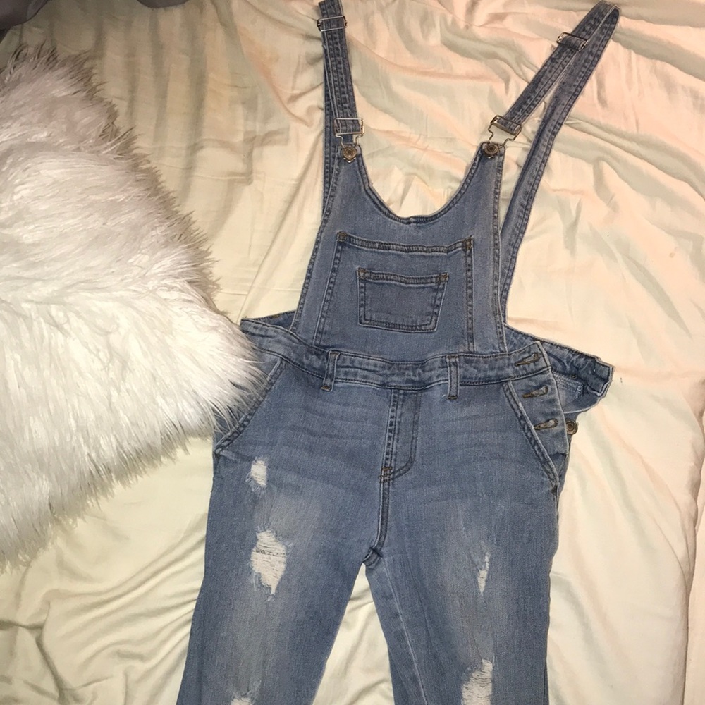 distressed overalls